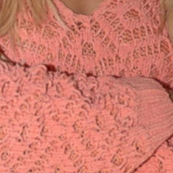Crochet and Knitted Papaya V Neck Sweater - Picture 12 of 17